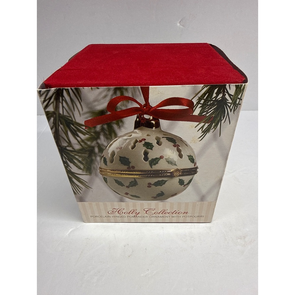 Formalities by Baum Bros Holly Collection Porcelain Hinged Pomander Ornament